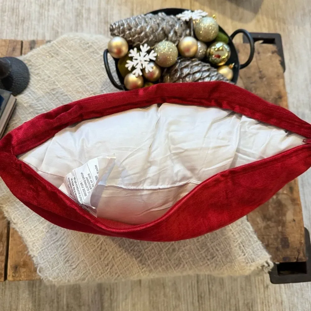 Magaschoni Red Velvet Holiday Accent Pillow